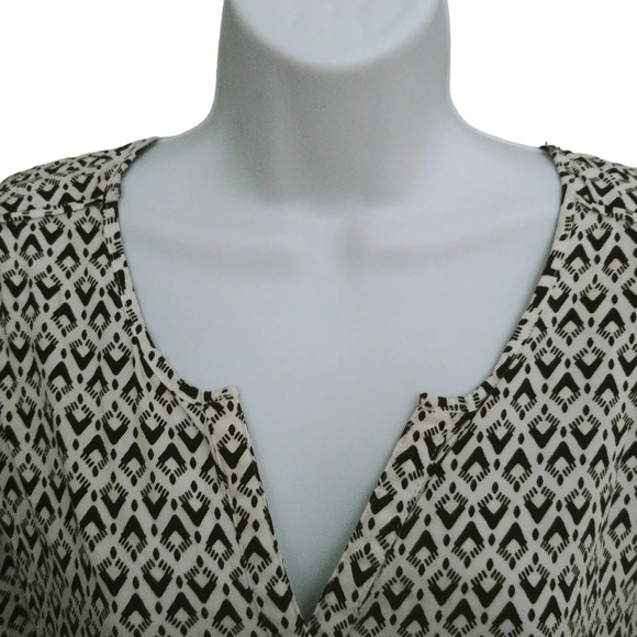 Nicole Miller Original Geometric Sleeves  Blouse Black White XXL - Picture 3 of 8